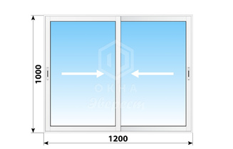 Алюминиевое раздвижное окно 1200x1000 2 створки