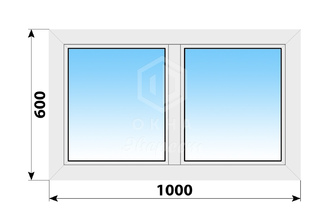 Двухстворчатое пластиковое окно 1000x600 Г-Г