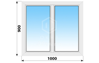 Двухстворчатое пластиковое окно 1000x900 Г-Г